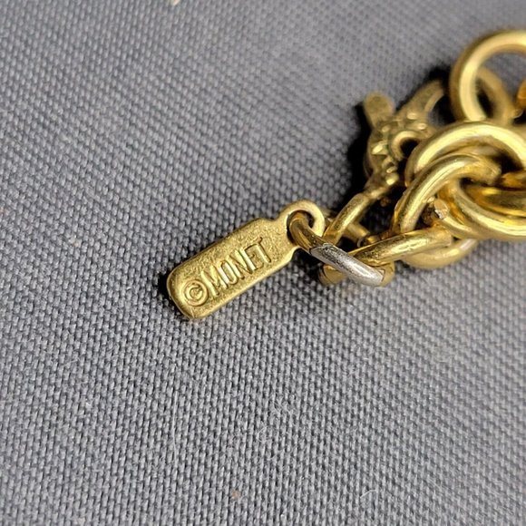 Monet Signed Gold Tone Metal Twisted Rope Chunk Chain Long Necklace 26 in - Picture 5 of 6